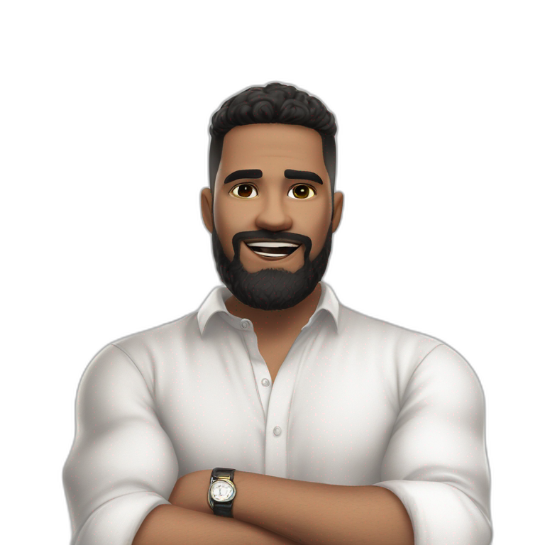confident black-haired man with jewelry emoji