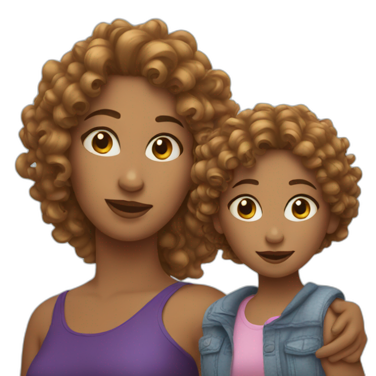 curly woman with her two daughters emoji