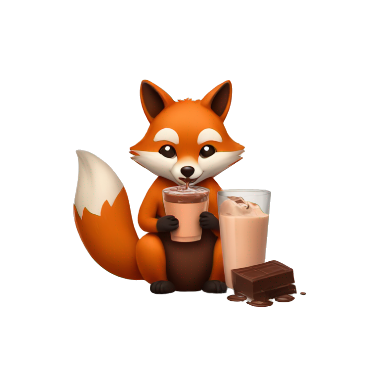 Fox Drinking chocolate milk with a raccoon emoji