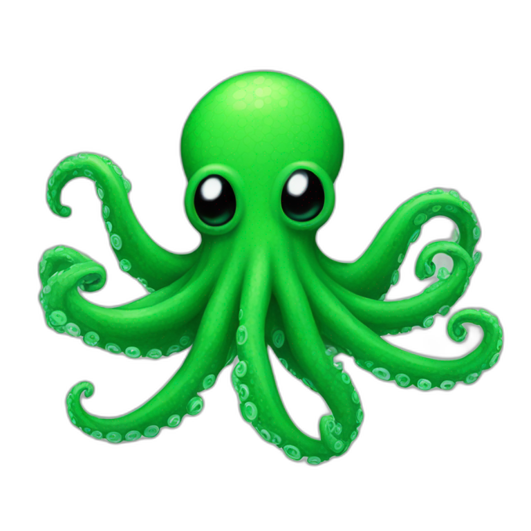 Green pixelated octopus emoji