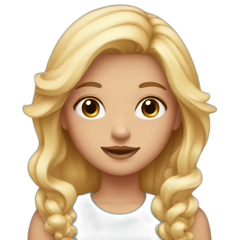 Girl with brown and blue eyes and blonde and pink hair emoji