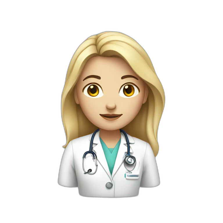 a female doctor in a white coat emoji