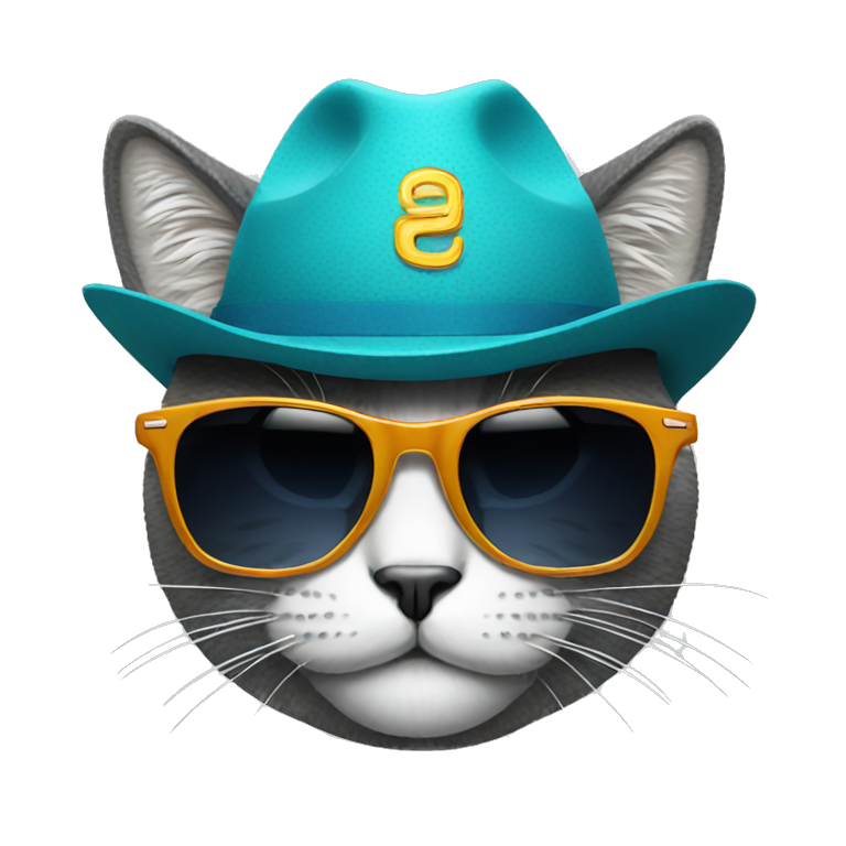 cool cat with sunglasses and hat emoji
