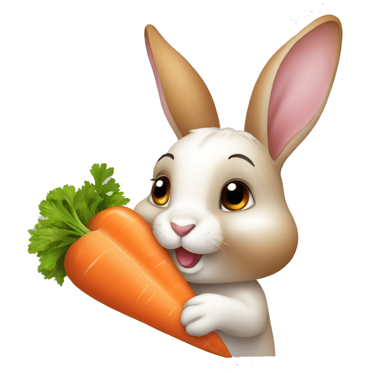 a rabbit eating a carrot emoji