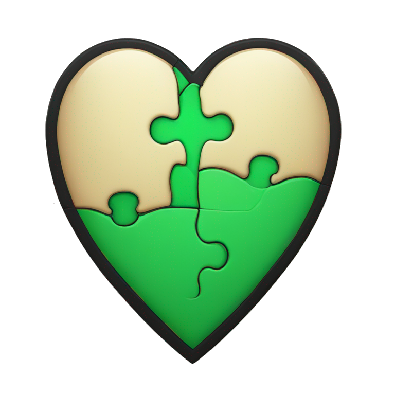Half black and half Green puzzle heart emoji