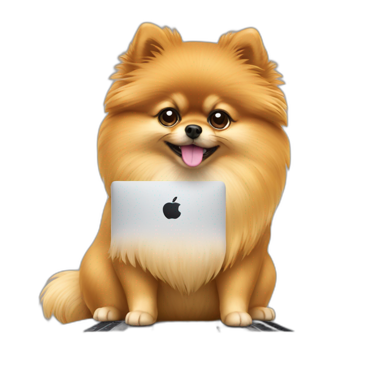 Pomeranian working laptop emoji