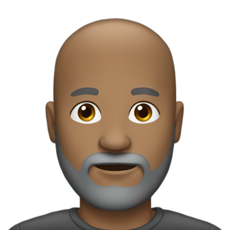 bald man black and grey beard 50 years old emoji
