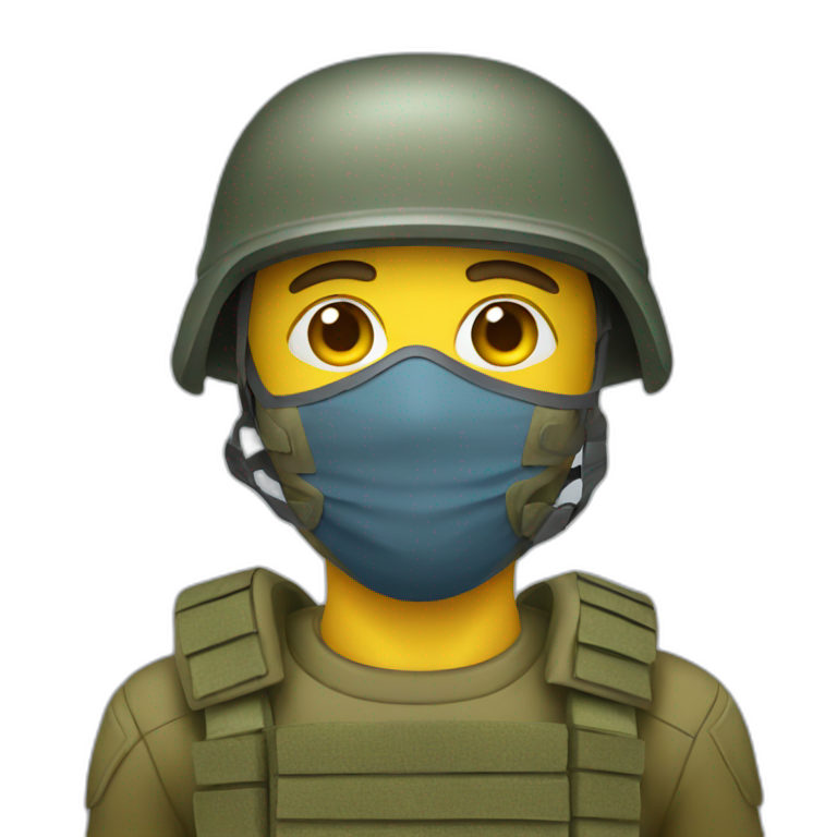 ukrainian soldier face in a mask emoji