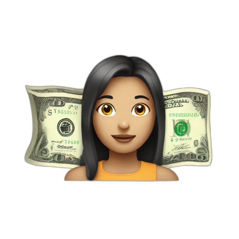 dollar above girl emoji