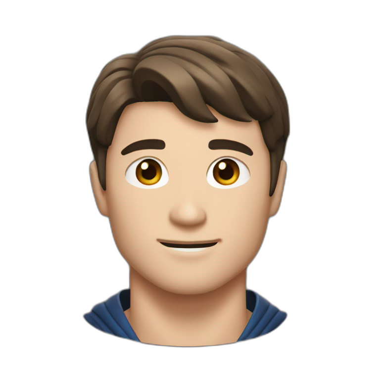 White guy with brown hair in front of Shang-chi emoji