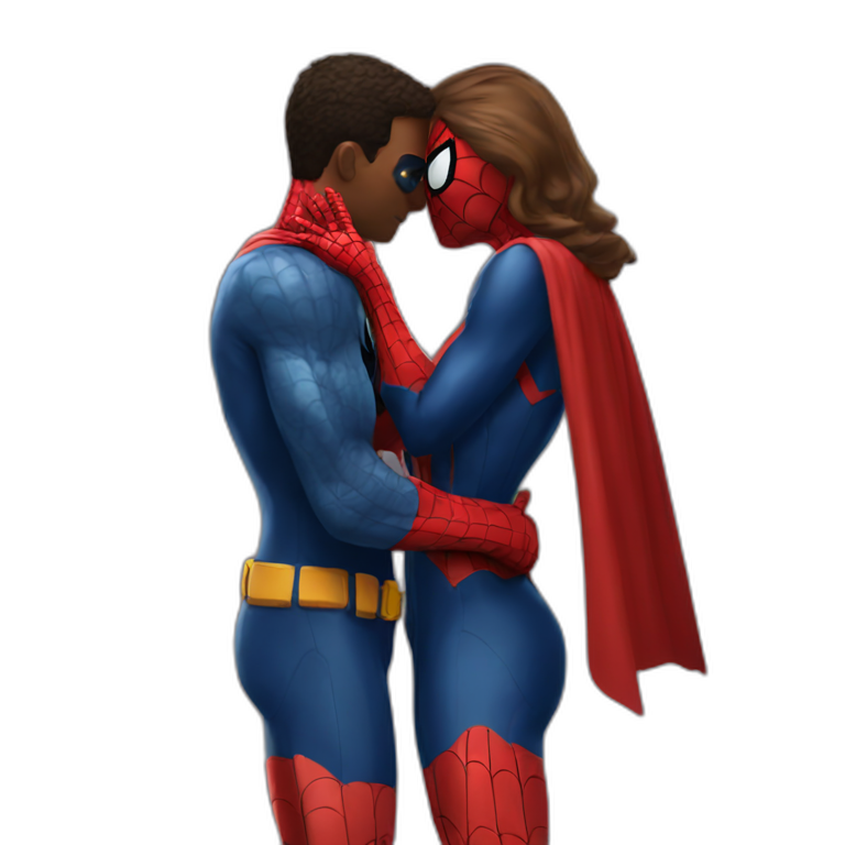 Spiderman kissing batman emoji
