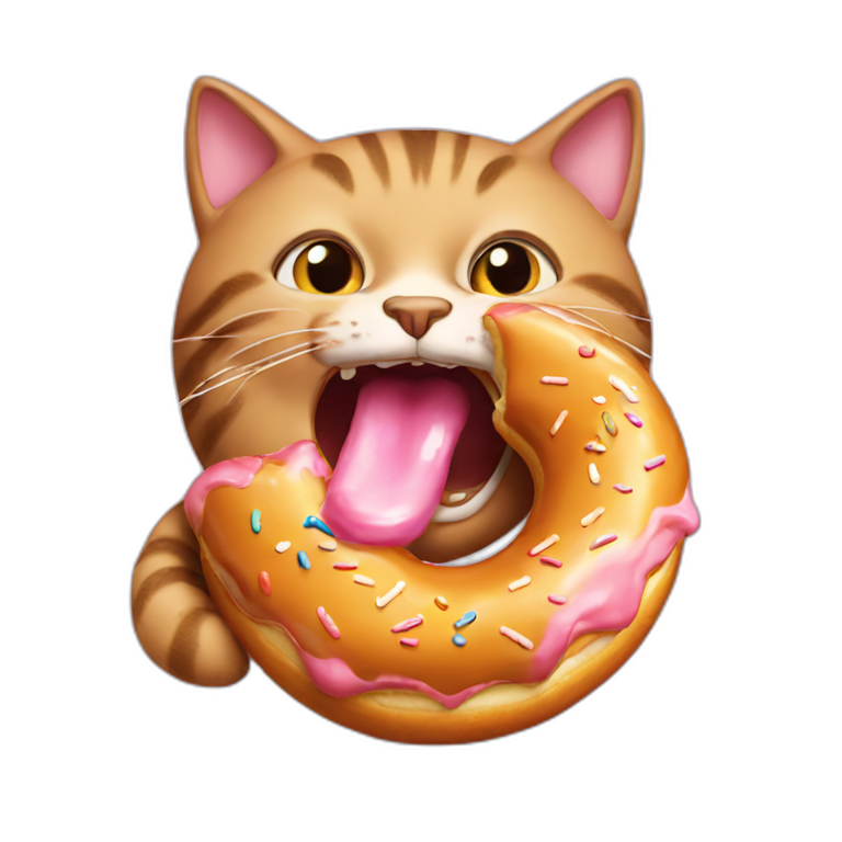 cat eating donut in his mouth emoji AI Emoji Generator