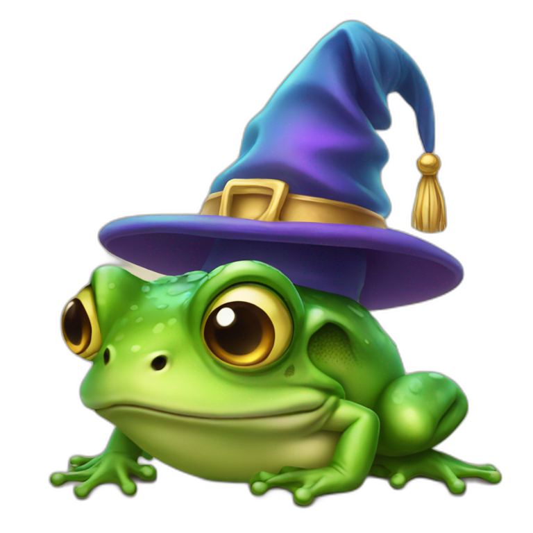 frog wearing a wizard hat emoji