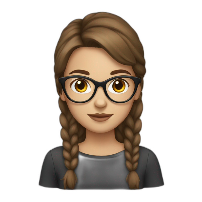 girl with brown hair and cat eye glasses emoji