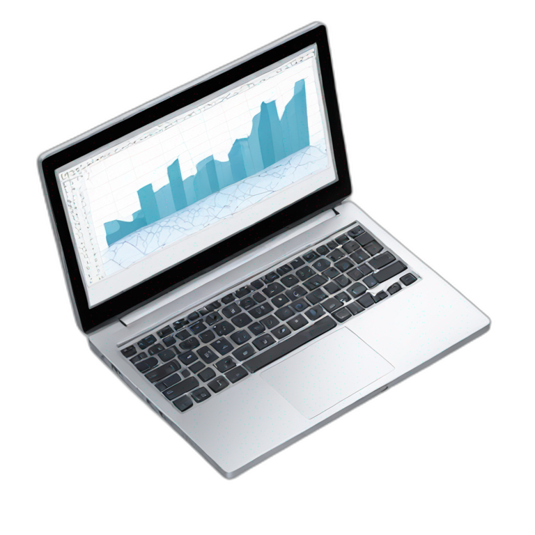 laptop with charts emoji