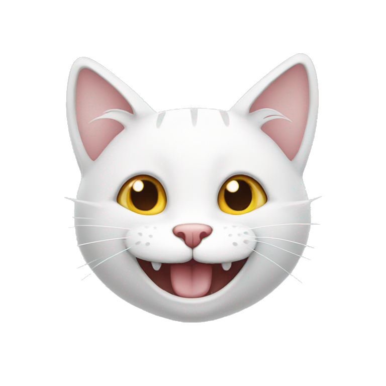 white cat smiling teeth emoji