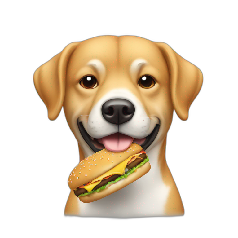 Un chien qui mange un hamburger  emoji
