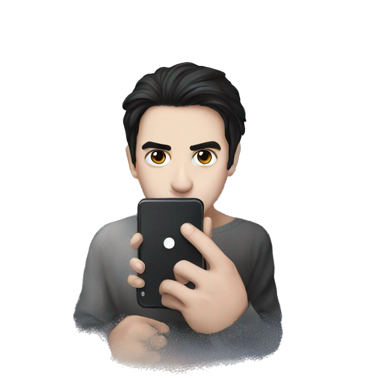 man with phone selfie. emoji