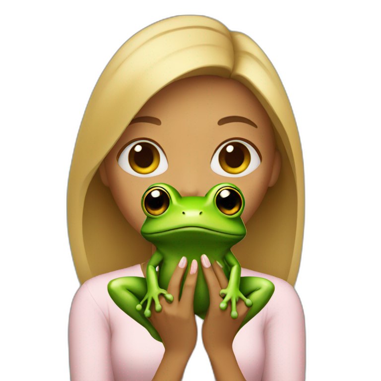 woman holding frog emoji