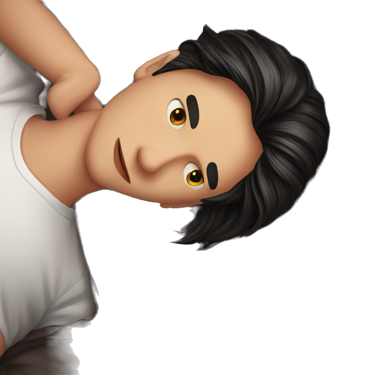 boy in white shirt lying emoji