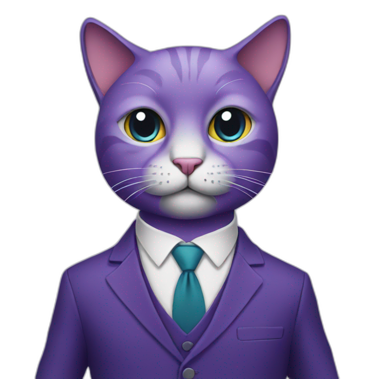 Purple cat in a suit emoji