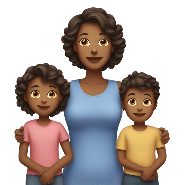 Mom and 3 kids emoji