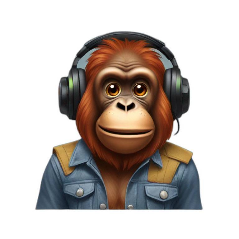 orangutan with a gaming headset emoji