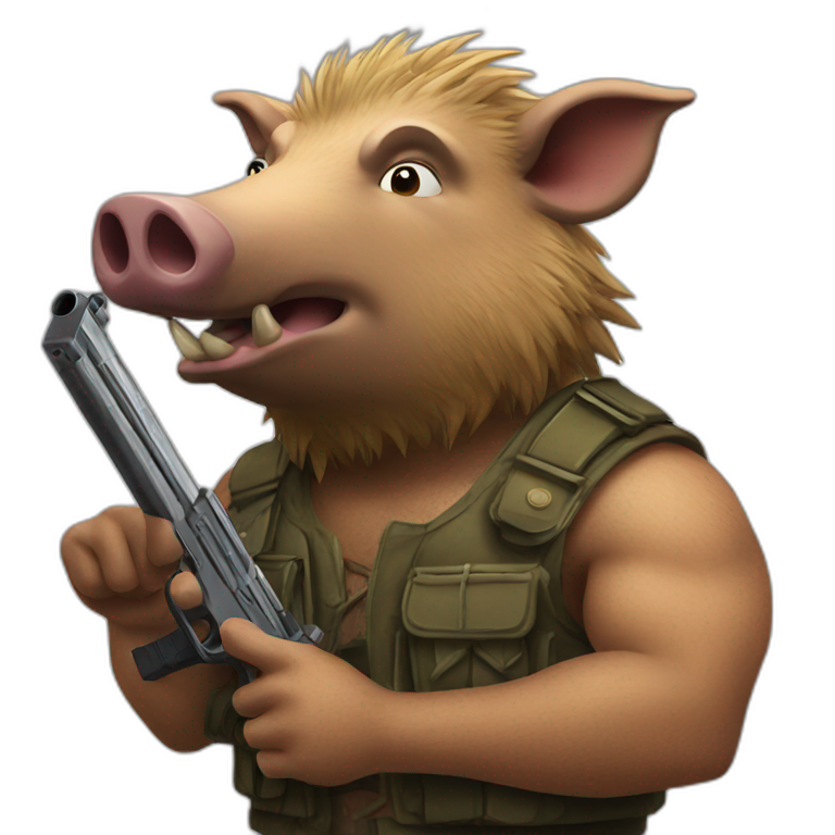 boar holding gun emoji