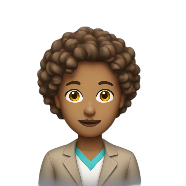 teacher with brown curls emoji