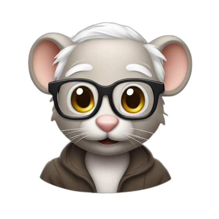 old jerry mouse with spectacles and white hair emoji