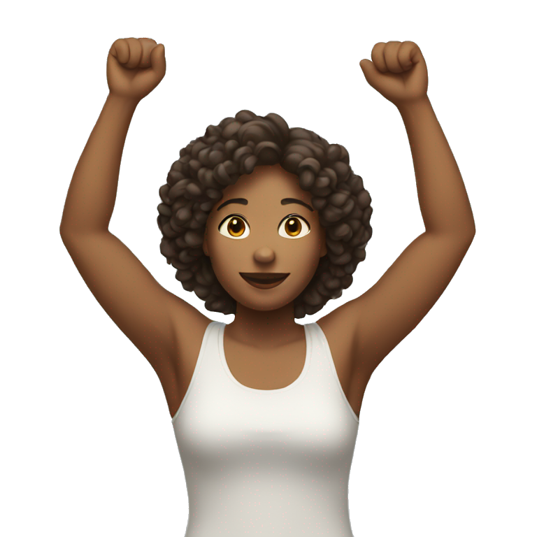 Full body woman raising both arms emoji