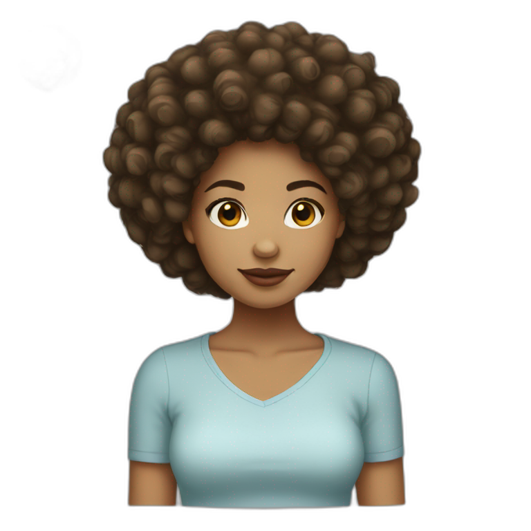 light skin girl afro brown hair emoji