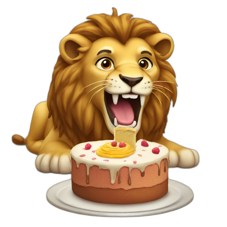 Lion eating cake emoji