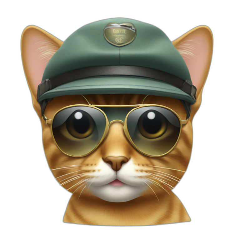 Cat with aviator style sunglasses and a hat emoji