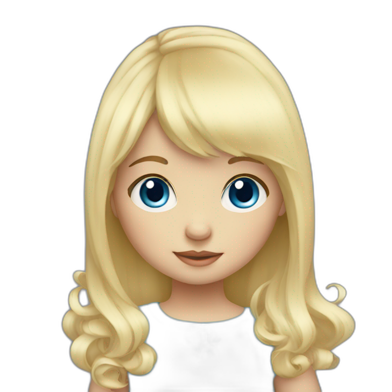 Blond baby girl with long hair blue eyes and bangs emoji