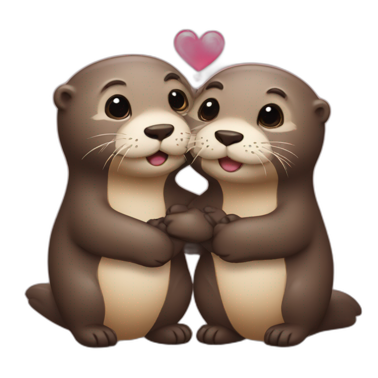 Two otters in love emoji
