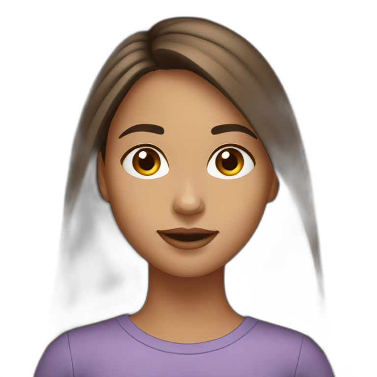 light skin girl long dark brown hairs with laptop emoji