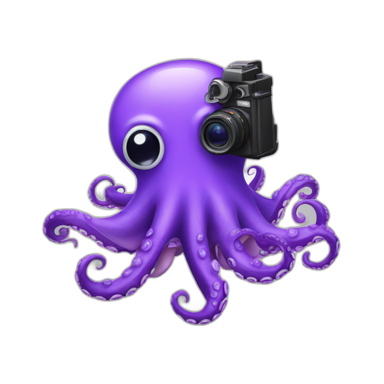 Purple octopus with camera emoji