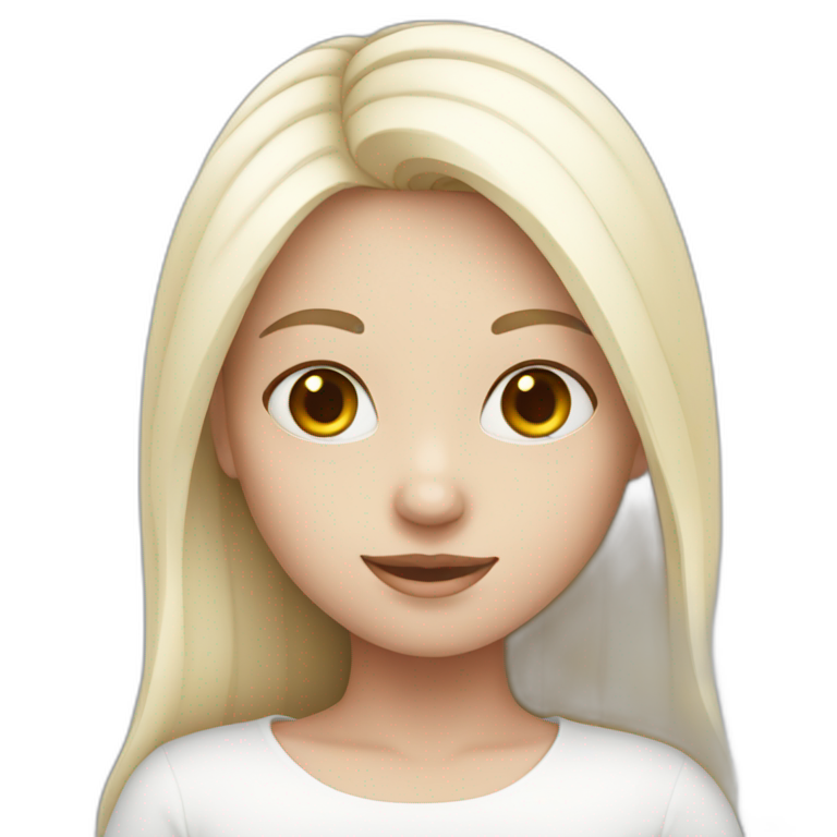 A girl with white skin around her white hearts. emoji