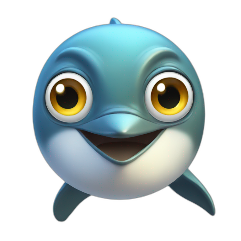 Dolphin fused with an owl emoji
