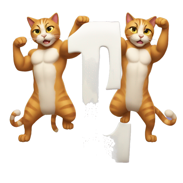 two muscular cats holding up the number thirteen emoji