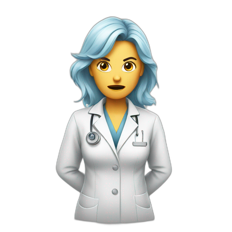 Furious women in lab coat emoji
