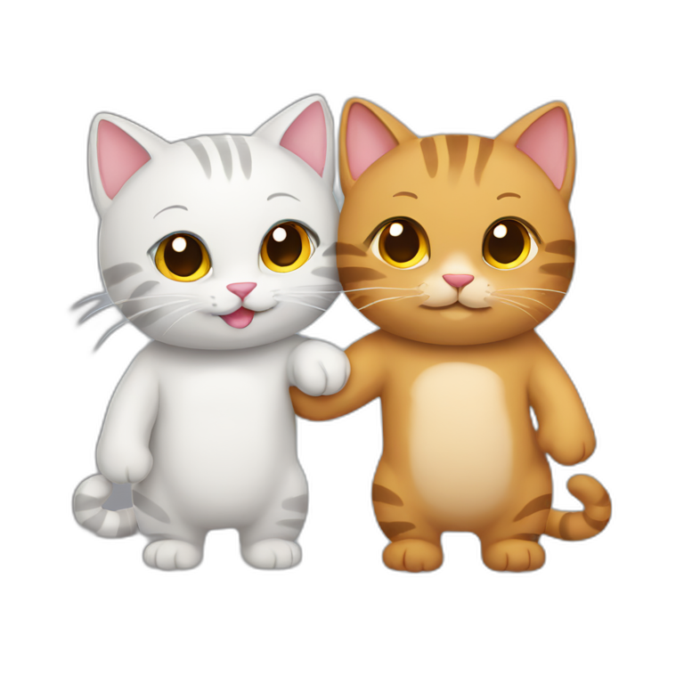 two cats holding hands emoji