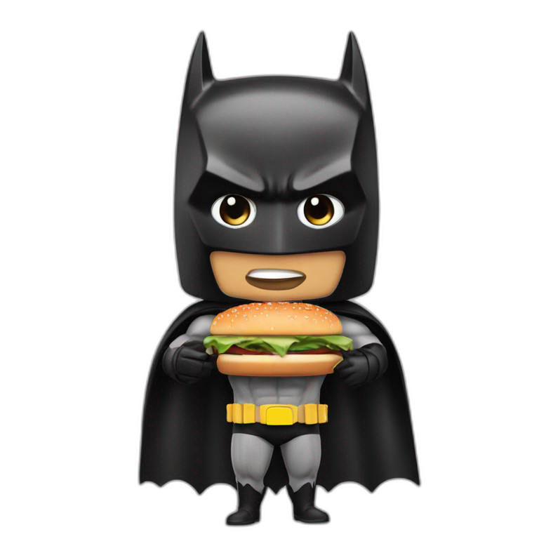 Batman qui mange un hamburger emoji