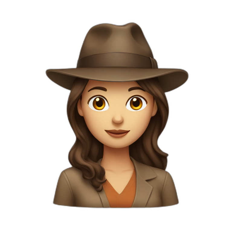 woman with brown hair in fedora emoji