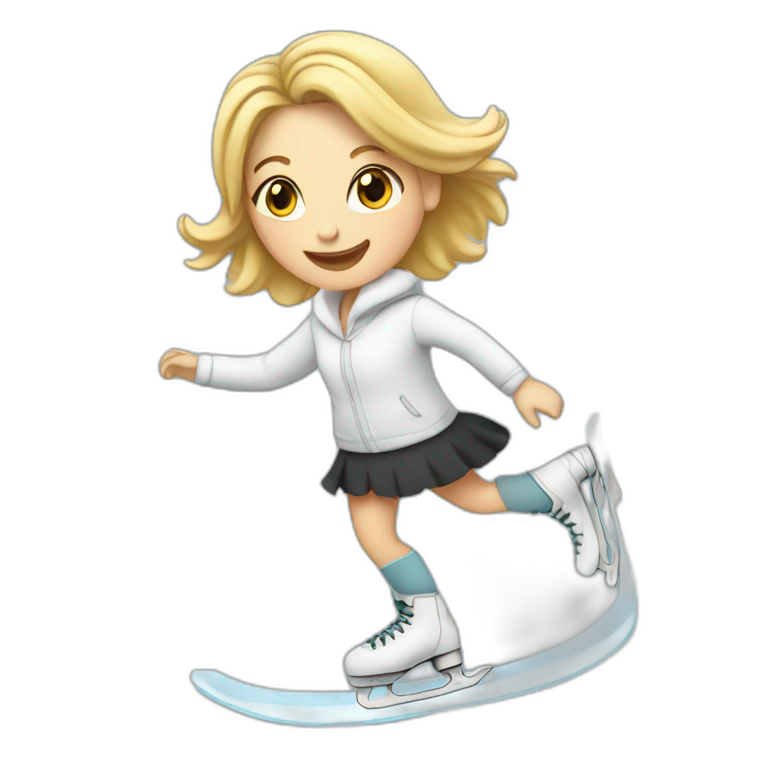 A white woman ice skating emoji