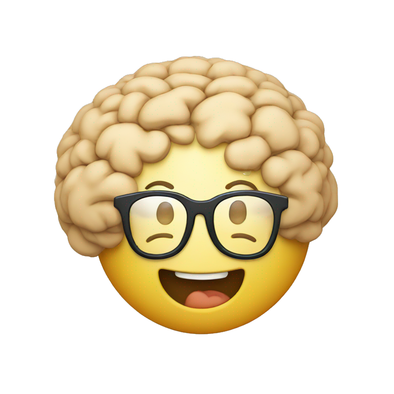 Happy brain with glasses emoji