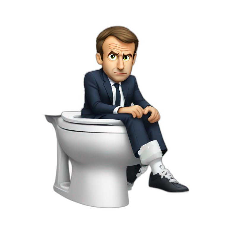 Emmanuel macron sitting on toilets angry emoji
