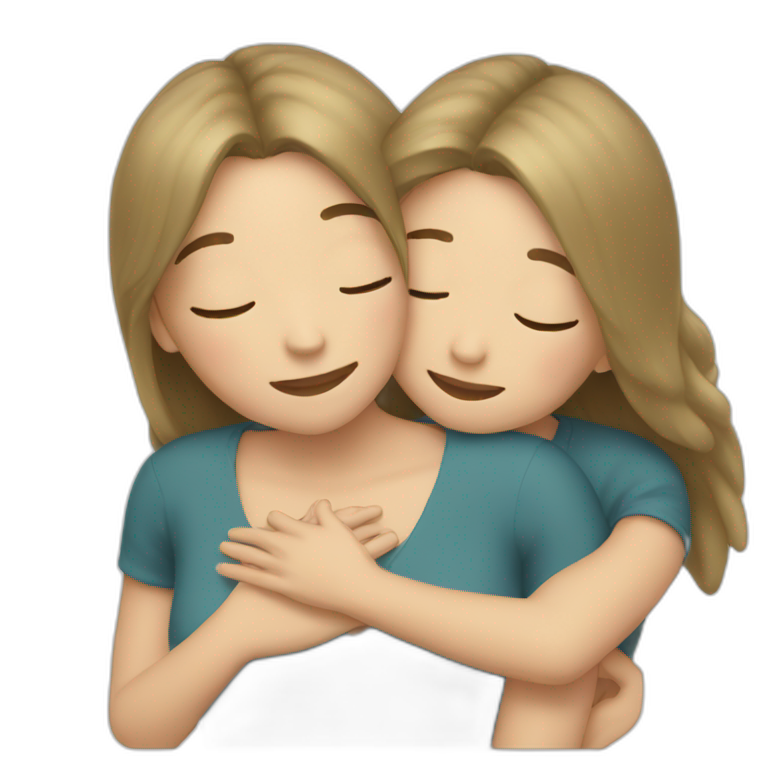 3 white sisters hugging emoji