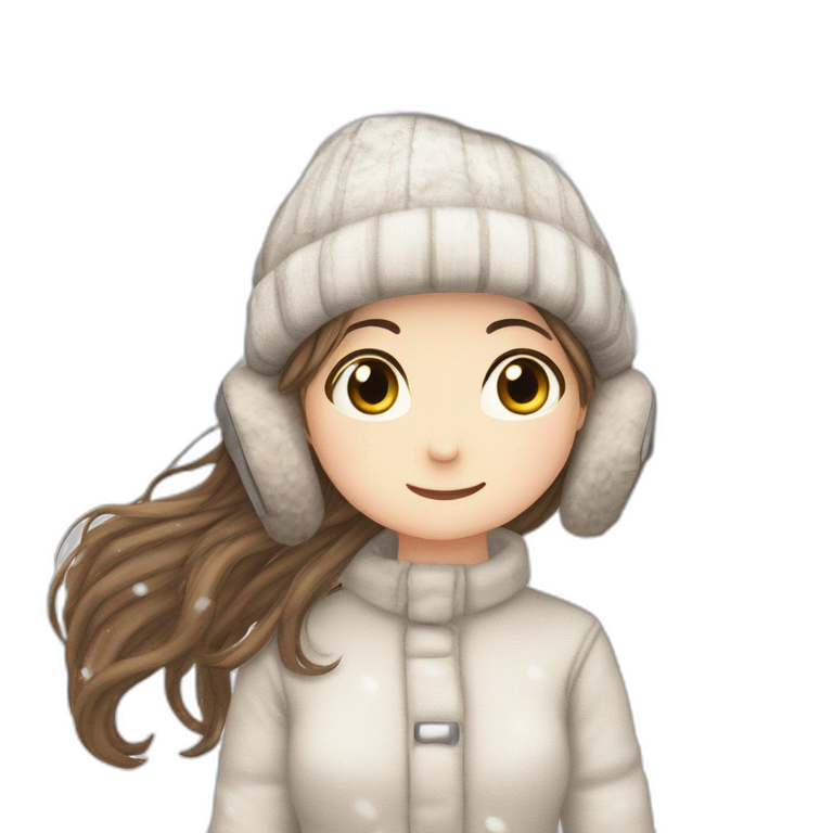 winter girl in snowy forest emoji